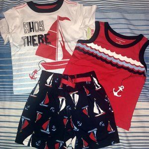 NWT BABY BOYS 3 PC SET SHIRT, TANK & SHORTS SZ 12 MONTHS